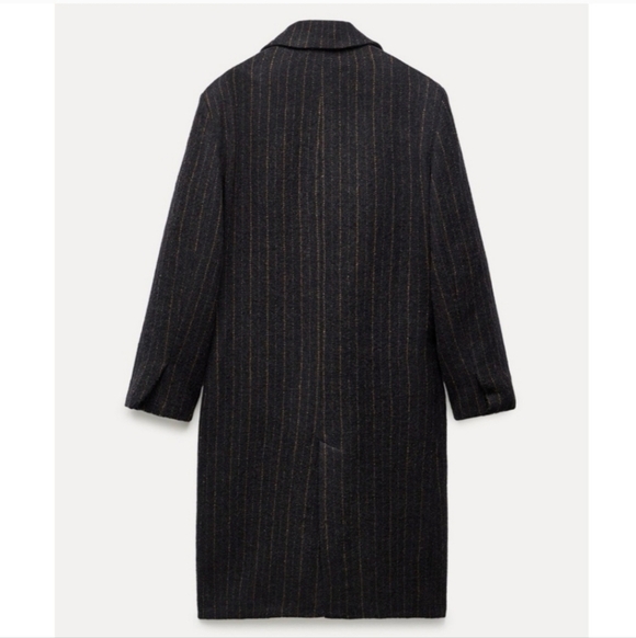 New Zara Manteco Wool Striped Coat ZW Collection 8912/760 Size XL - Picture 13 of 17